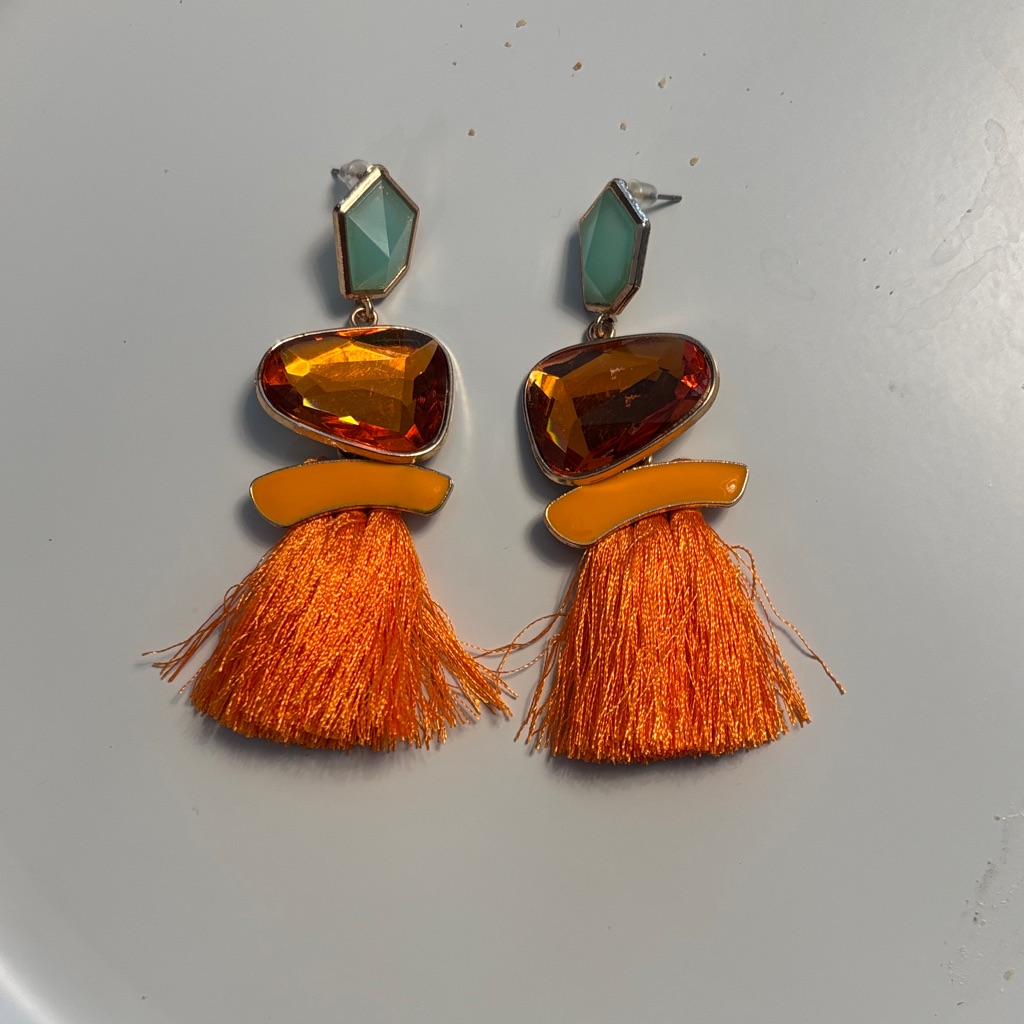 Vibrant Orange Tassel Earrings